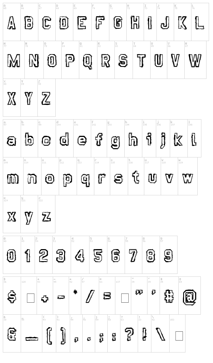 Dirty Play font map